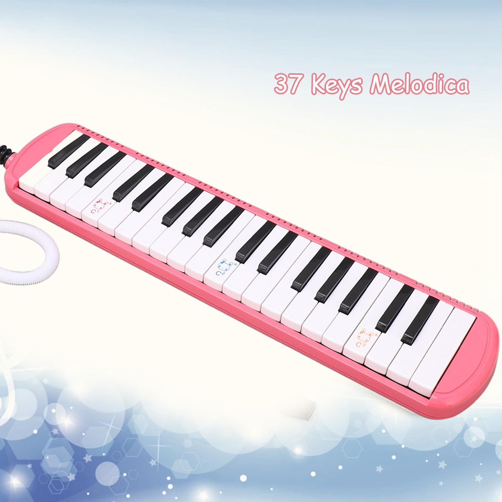 Melodica 37 teclas Instrumento de viento para adultos Piano de aire Teclado soprano Armónica Instrumento portátil para principiantes y amantes de la música Negro (Azul)