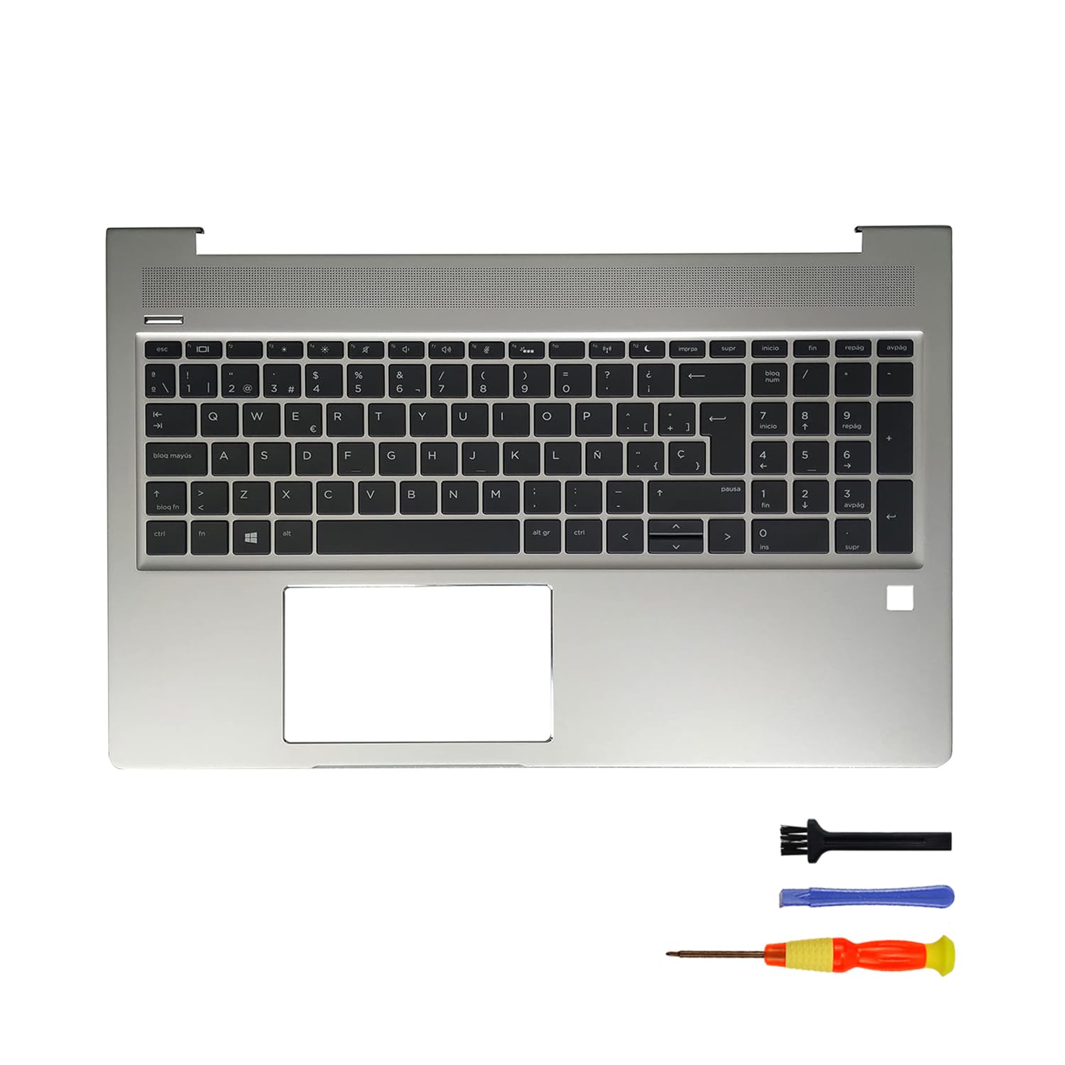Teclado de Repuesto Retroiluminado con Distribución en Español con reposamuñecas para HP Probook 450 G6 455 G6 450 455R G7 con Tapa C