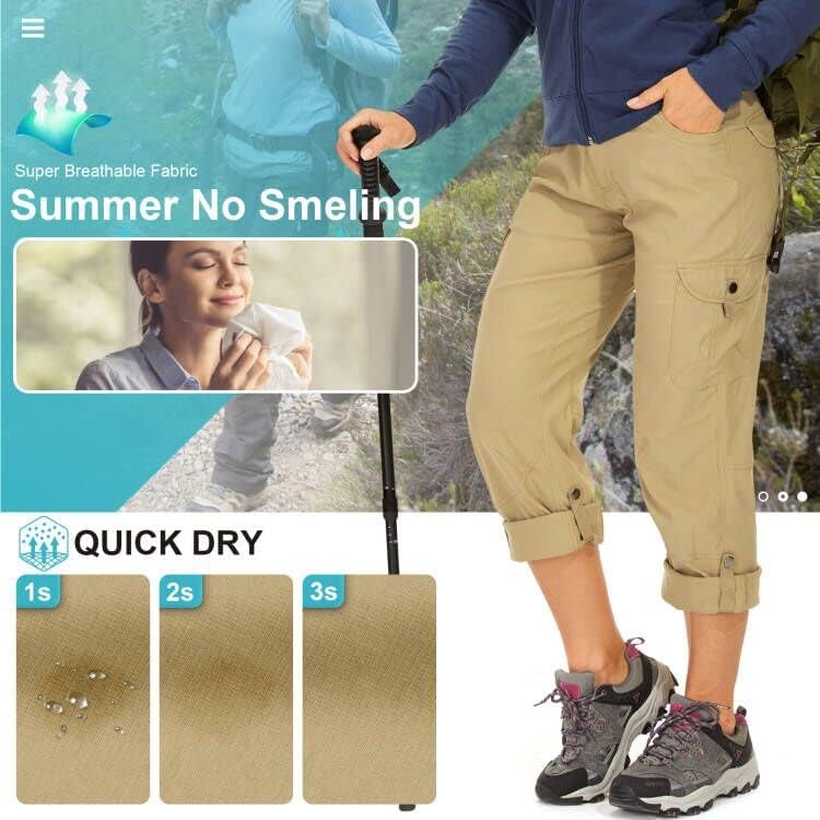 Toomett Women's Hiking Cargo Pants Convertible Quick Dry UPF50+ Waterproof Capri Fishing Safari Travel Pants - Image 5
