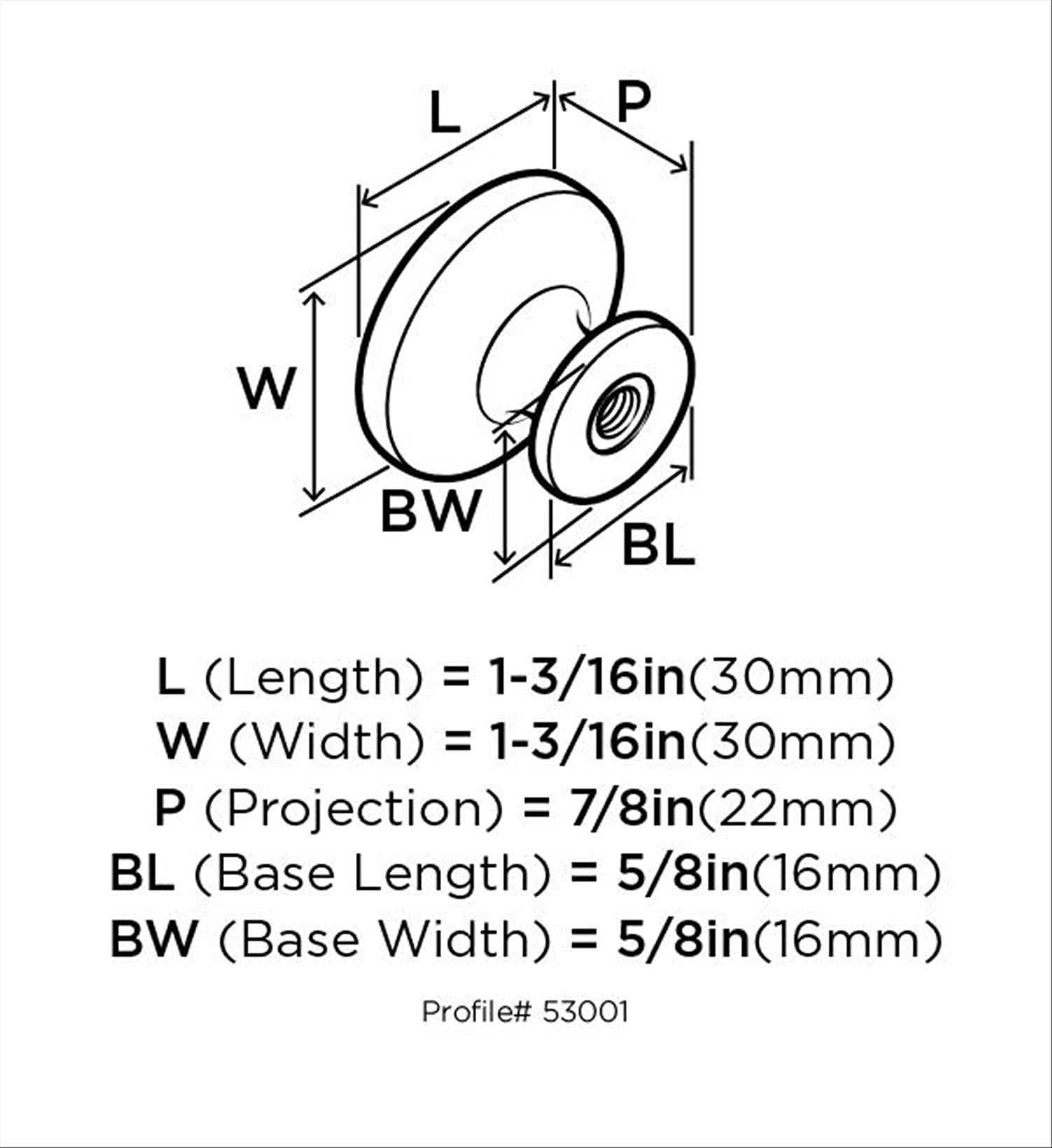 Amerock Knob Oil Rubbed Bronze 11/4 inch (32 mm