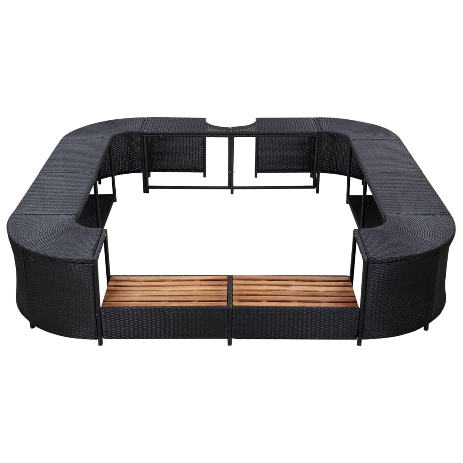 Gecheer aspirateur Piscine，epuisette Piscine Cadre de Spa carré Noir 268x268x55 cm Résine tressée