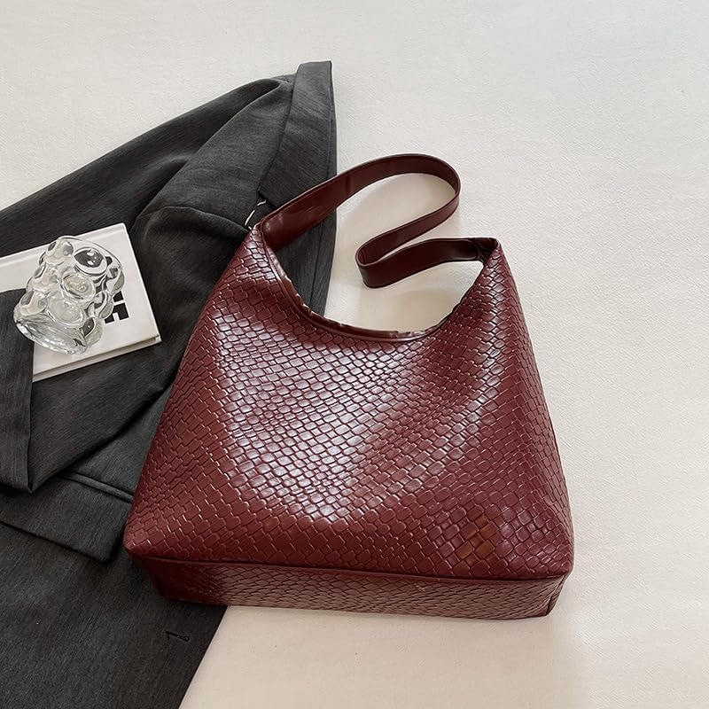 AriaNova Woven Leather Tote Bag for Women Top- Hobo Bags Large Capacity Soft Vegan Crossbody - Image 3