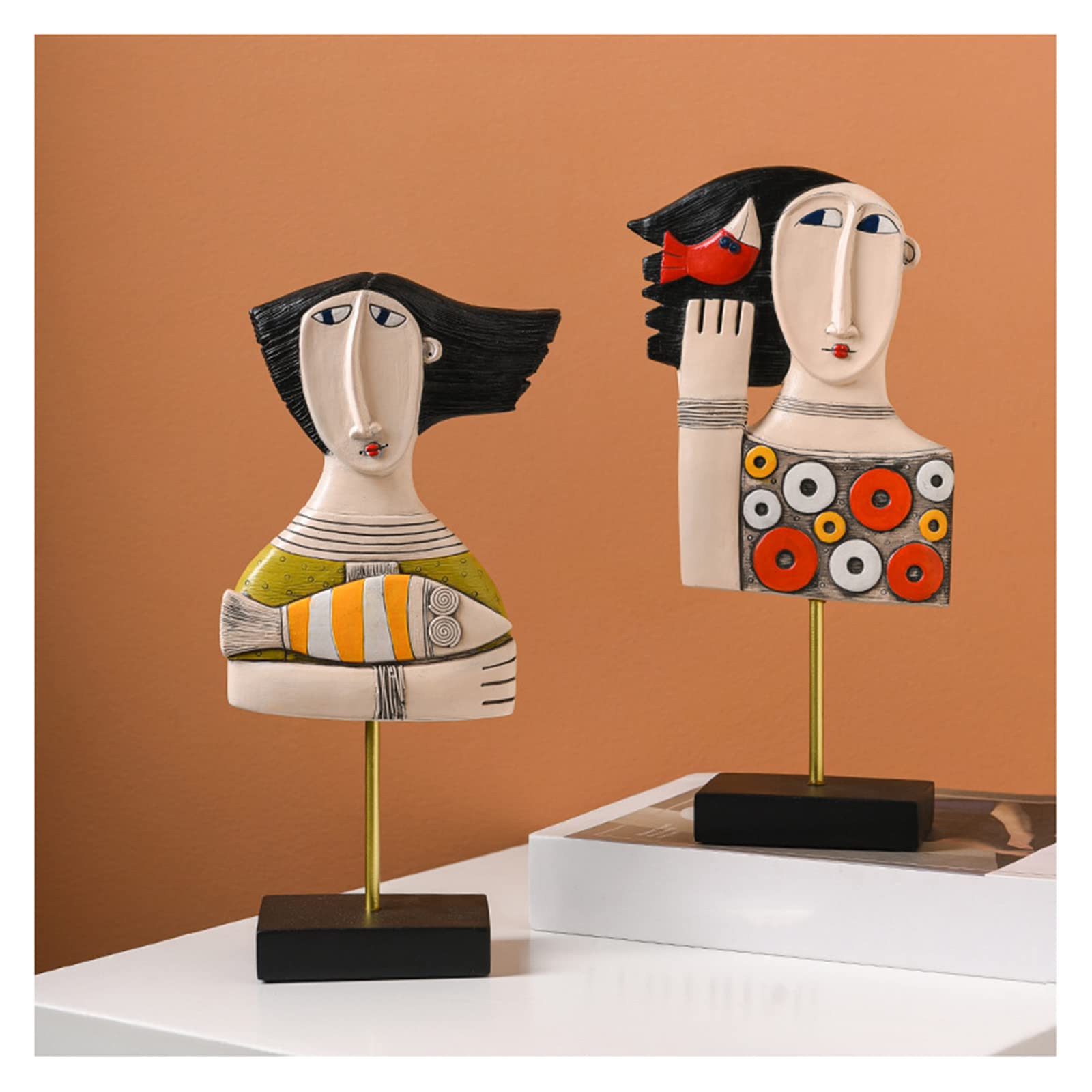 Skulpturen Deko Modern, Abstrakte Kunst Gesicht Deko Figuren, Tischdeko Wohnzimmer, Dekoration Wohnung, Dekofiguren Harz Statue, Geschenk,Portrait Set b