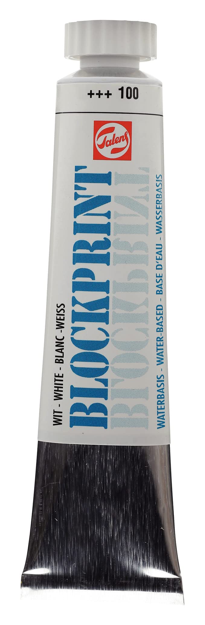 Talens White Blockprint Tube - 100 20 Ml - Quick-Drying Opaque Paint For Stencilling & Block Printing - Lightfast & Water-Thinnable
