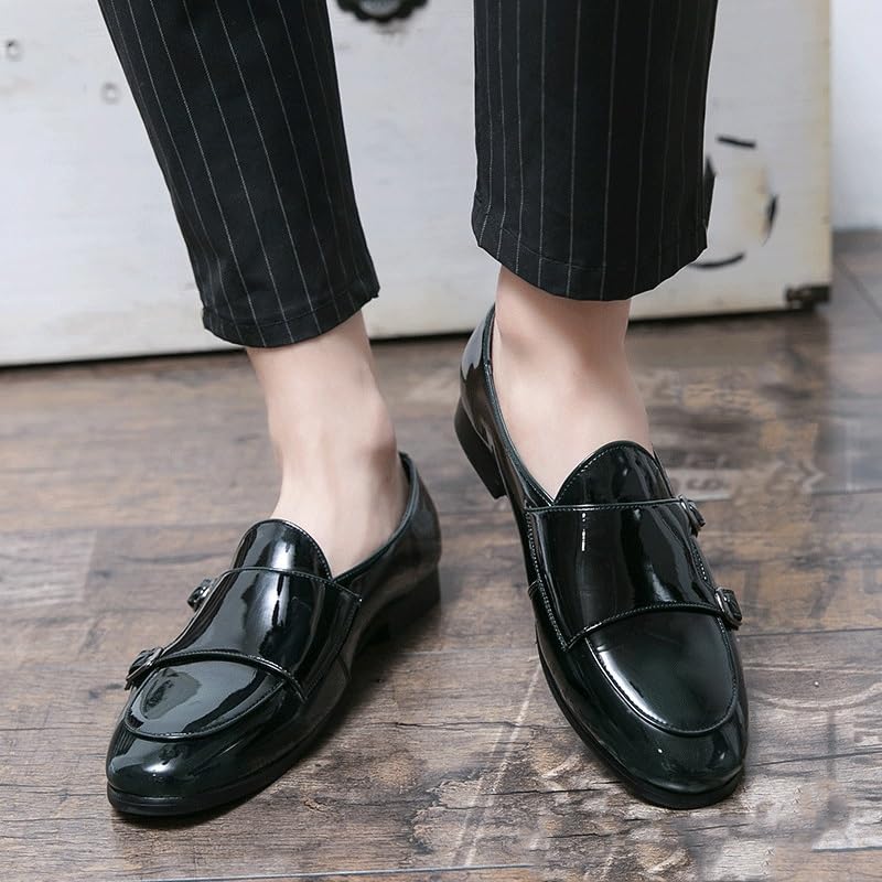 Double Monk Oxford Dress Shoes for Men's Classic Comfort Orthopedic Fashion Slip-on Breathable Genuine Leather Casual Business Slip Resistant Low Top Rubber Sole Non Slip Dress2