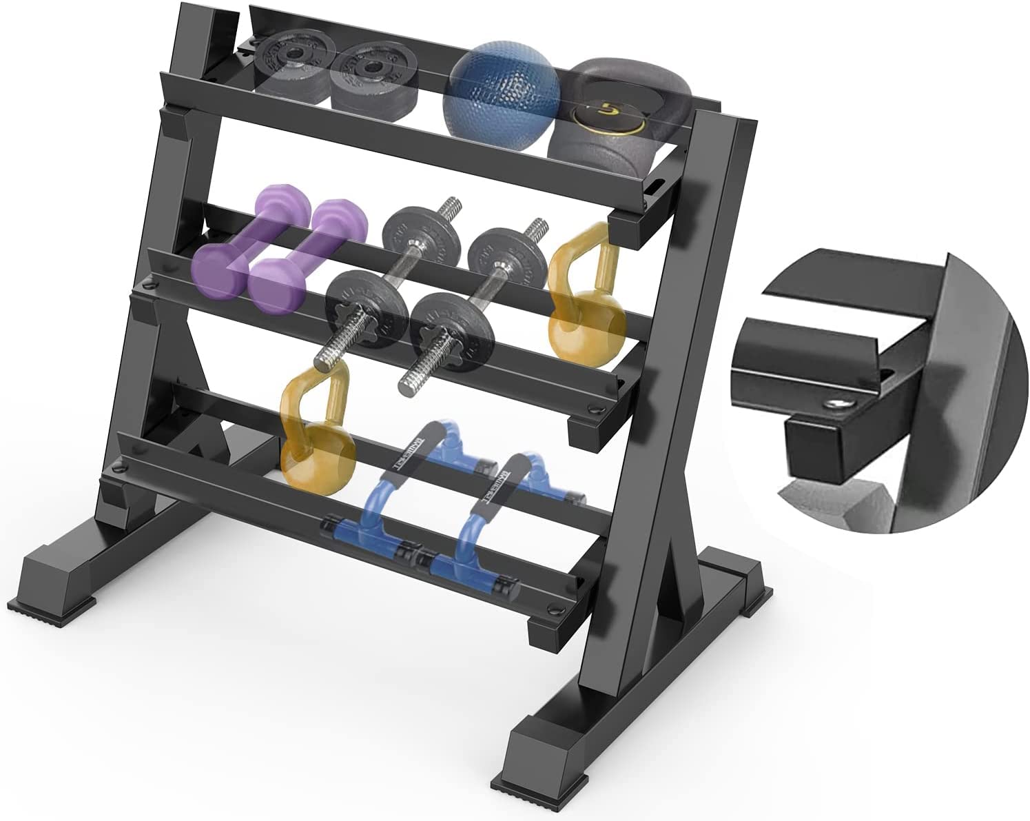 YOLEO Support pour Haltères Ajustables de 3 Niveaux, Stockage d'haltères, Repose Haltères Rack de Rangement pour Musculation à Domicile Max.500KG