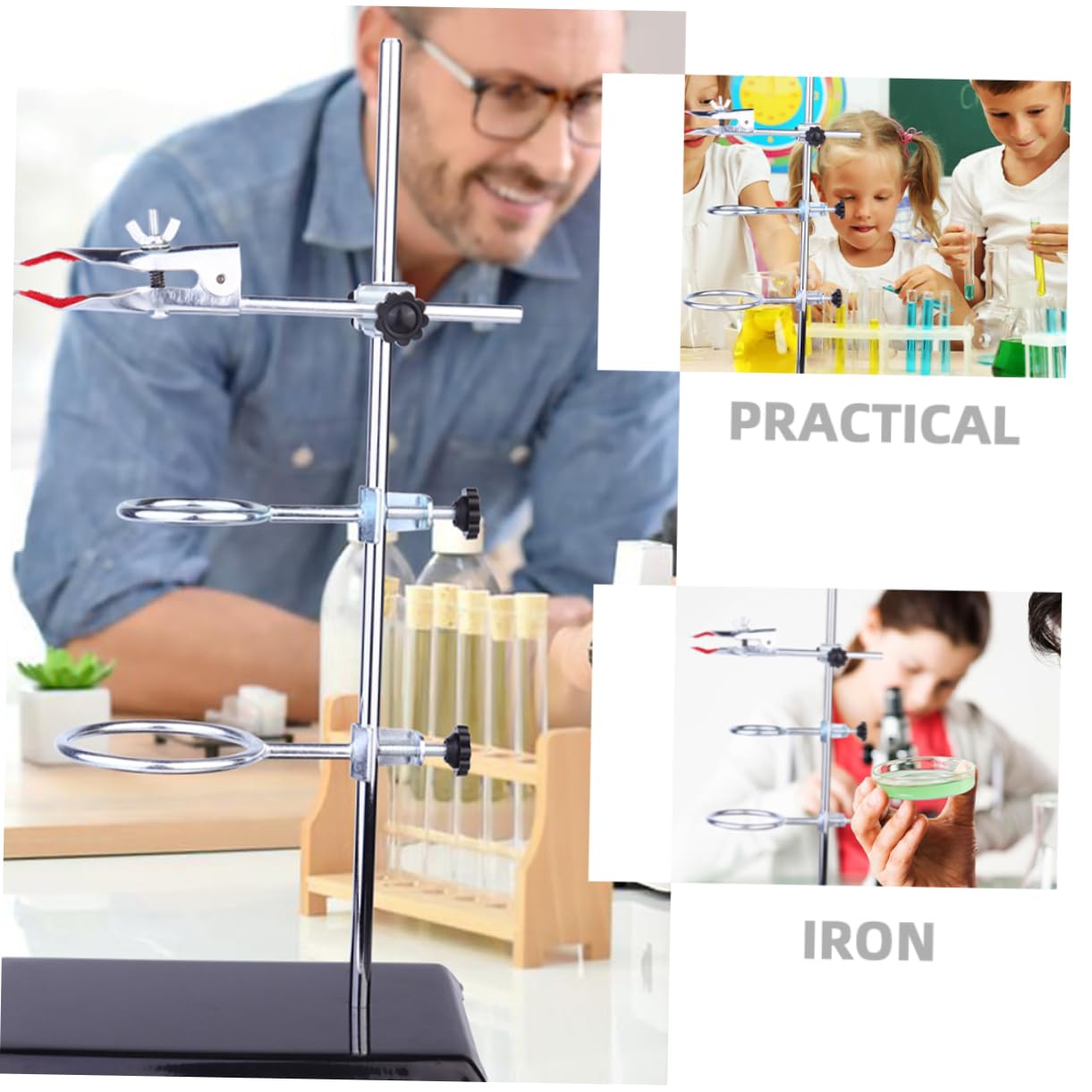 MAGICLULU Supporto Da Laboratorio in Metallo Supporto Per Imbuto Staffa Morsetto Per Esperimenti Chimici e Fisici Base Stabile Assemblaggio Semplice
