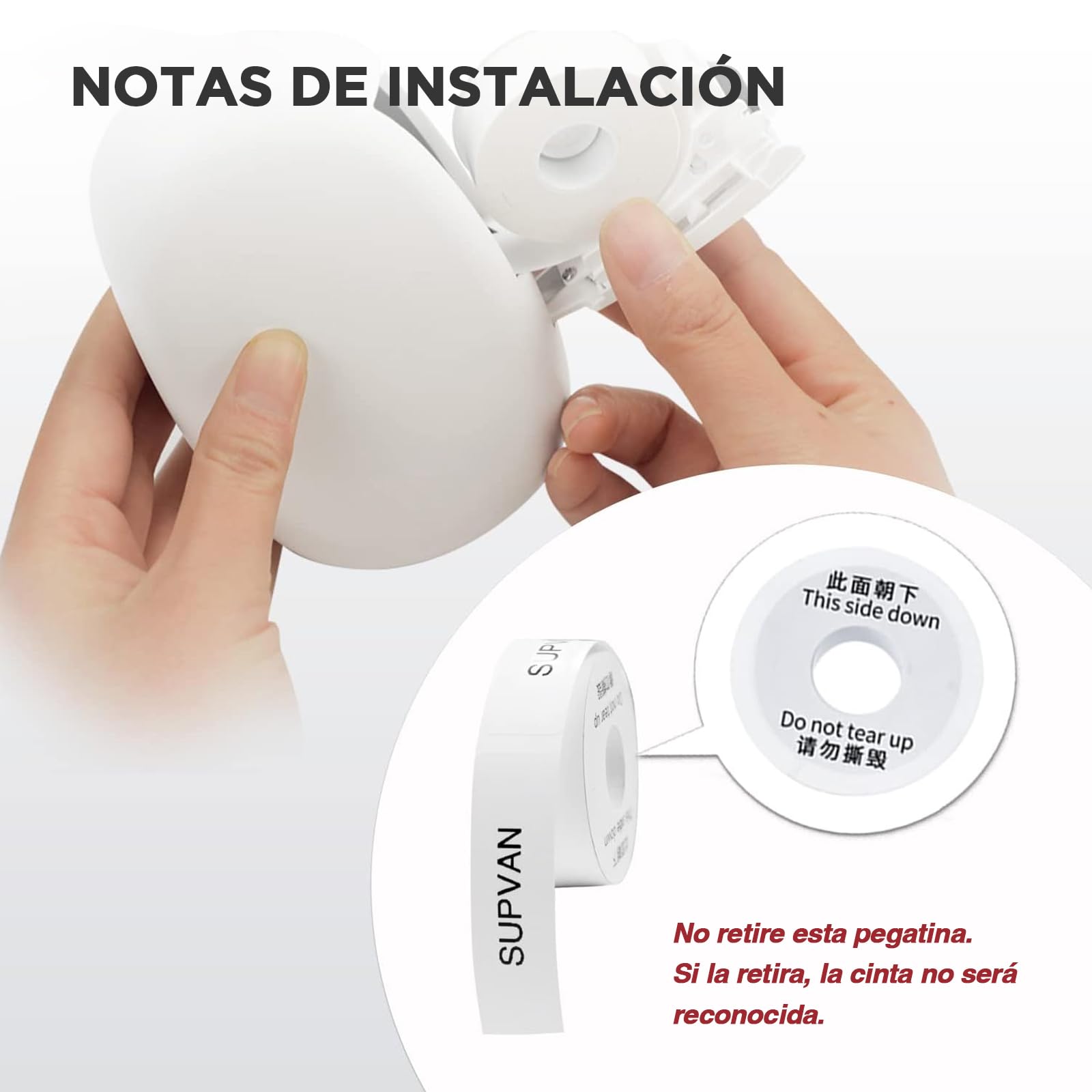 SUPVAN KATASYMBOL E10/E11 Impermeabilización Térmica Etiquetas Adhesivas, 2 Rollos, 15 mm × 6 m Etiquetas Continuo (Negro sobre Blanco)