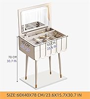 Vista 2 de Pequeño escritorio de maquillaje con cajones, juego de escritorio con espejo grande iluminado, 3 modos de iluminación, brillo ajustable, tocador