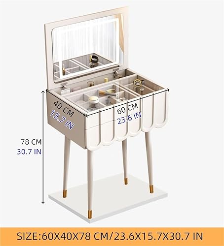 Miniatura 2 de Pequeño escritorio de maquillaje con cajones, juego de escritorio con espejo grande iluminado, 3 modos de iluminación, brillo ajustable, tocador