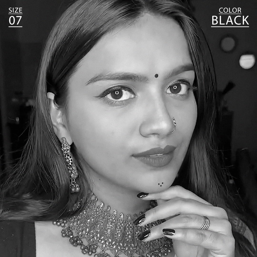PERPAA Premium Velvet Sticker Kumkum Bindi Box of 15 Flaps - Pottu for Women,Ladies, Girls (Size 7, Diameter 4mm, Black) - Image 3 thumbnail