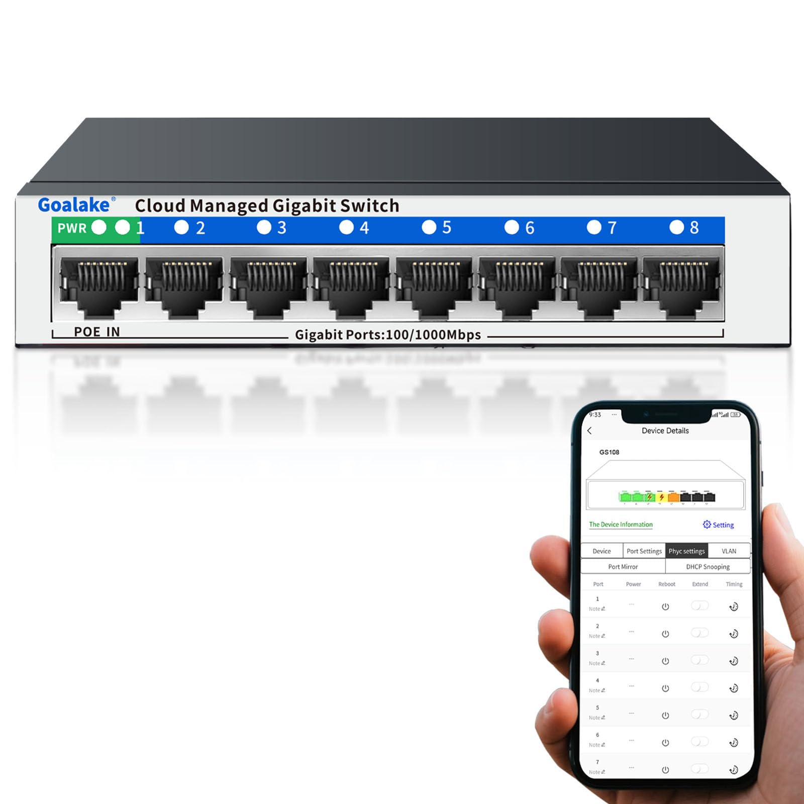Switch Gestito Tenda 8 Porte Gigabit - Smart, VLAN, QoS, Per Rete Aziendale, Casa