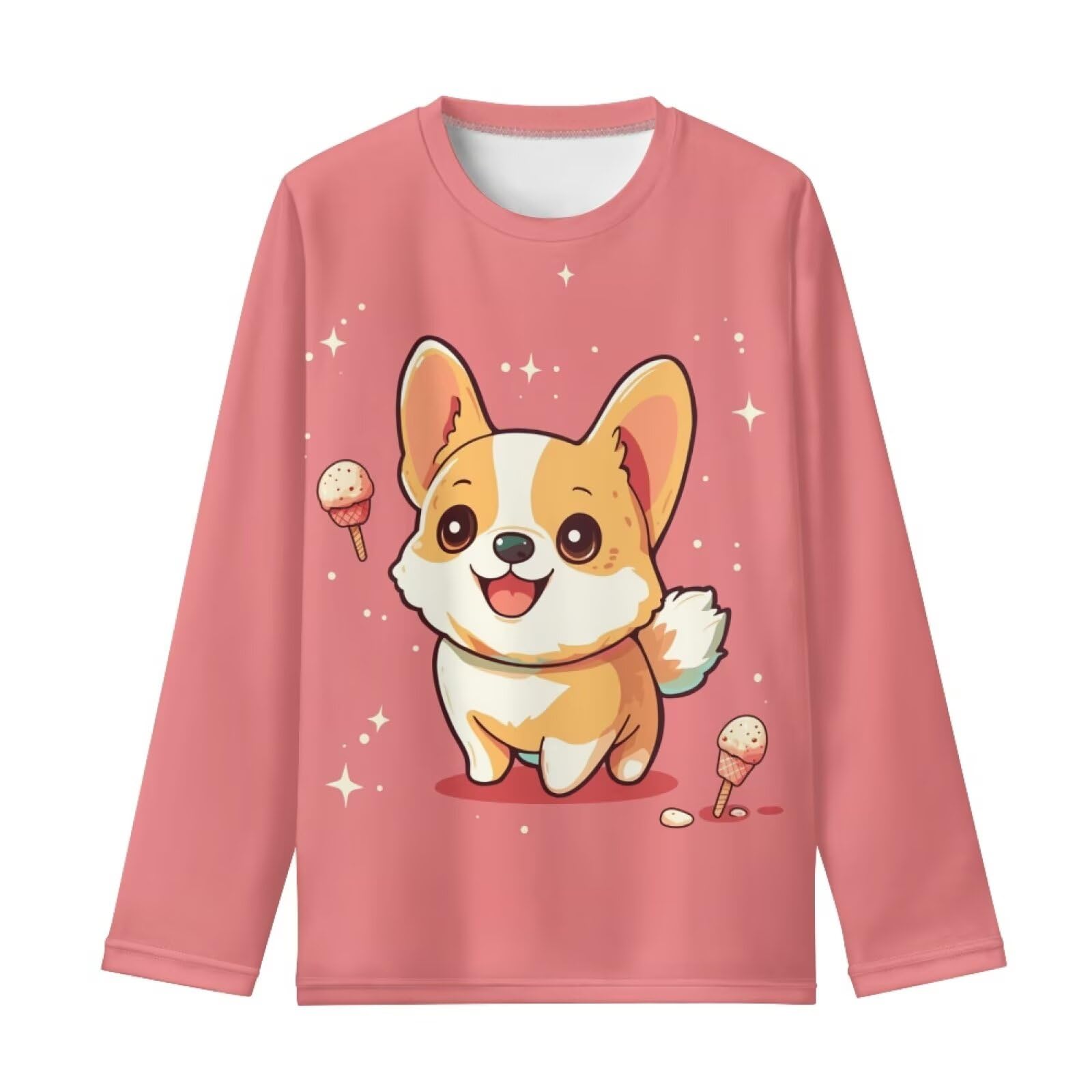 Girls Long Sleeve Shirt with Cute Graphic Casual Pullover Tops 3-16Y