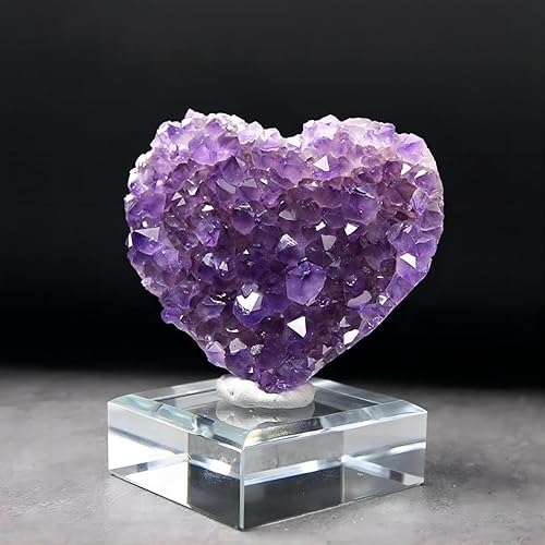 Miniatura 5 de Corazón de amatista, escultura de amatista púrpura natural para meditación, curación de chakras, decoración del hogar, 2.4 pulgadas