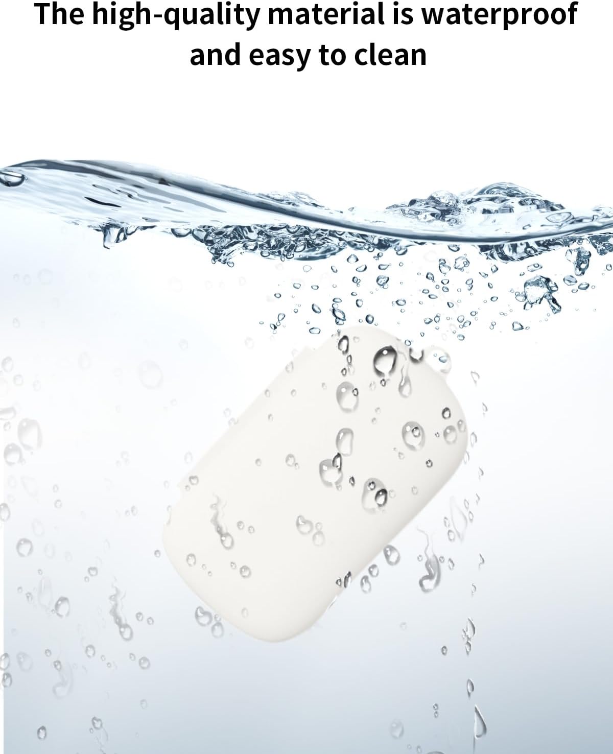 Image showing the UYRUREL silicone case submerged in water, demonstrating its waterproof and easy-to-clean properties.