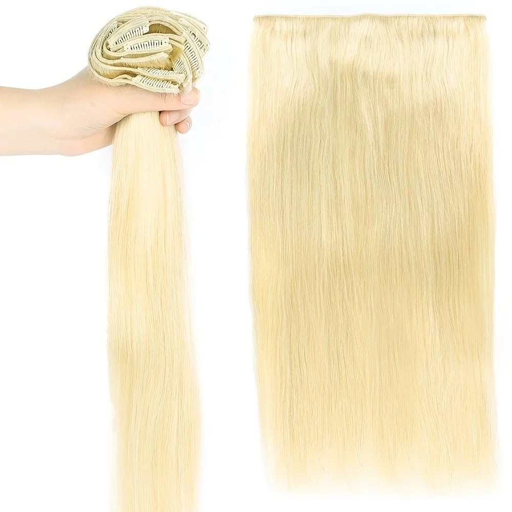 Przedłużanie włosów 613 Blond proste doczepiane włosy, 100% ludzkie, gęste dla kobiet(22inches)