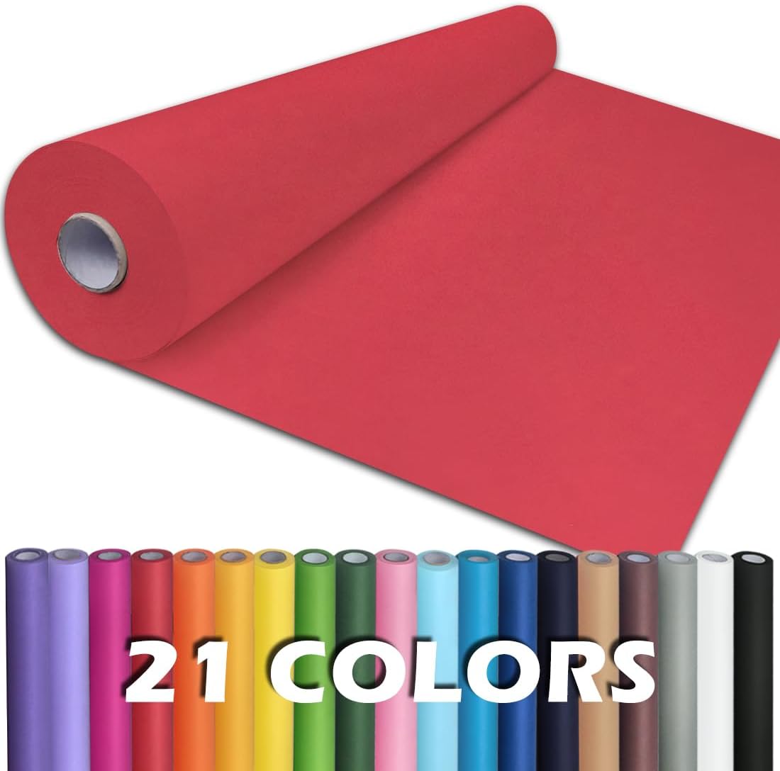 PerkHomy 24" x 2,400" (200') Red Kraft Paper Roll for Craft Bulletin Board Paper Kids Art Table Covering Crafting Gift Wrapping Bouquet Packing Parcel 80GSM 55LB (Red, 24" x 200') Red 24" Width x 200' Length