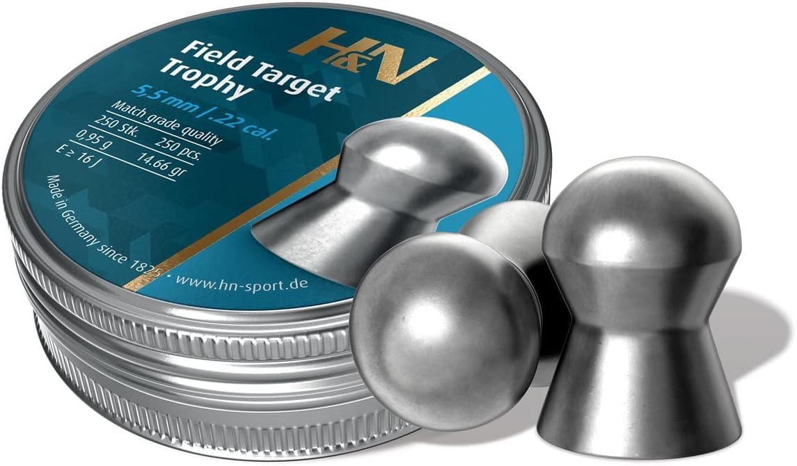 Haendler & Natermann Field Target Trophy Domed Airgun Pellets .22 Caliber / 14.66 Grains (250 Count), Gray, One Size (PY-P-912)