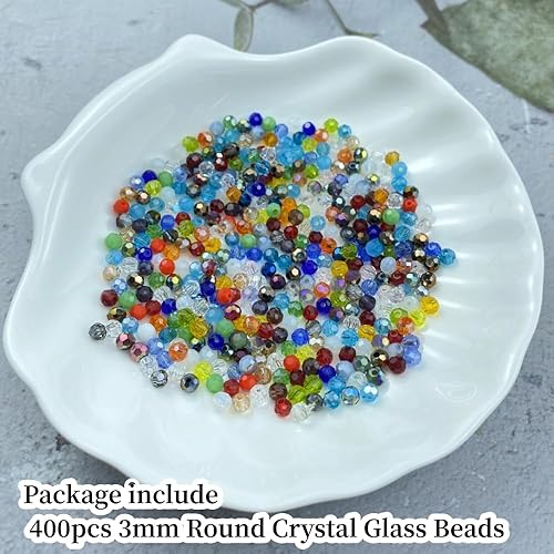 Miniatura 2 de Xinhongo 400 cuentas redondas de cristal de 0.118 pulgadas (0.118 in), cuentas espaciadoras para hacer joyas, pulseras, aretes, collares,