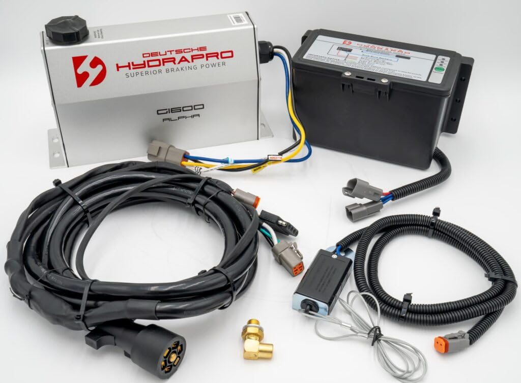 Plug & Go Electric/Hydraulic Harness Kit with 1,600psi Actuator, 7-Pin Wiring Harness & 10amp Breakaway Battery & Switch for Trailer Disc Brakes
