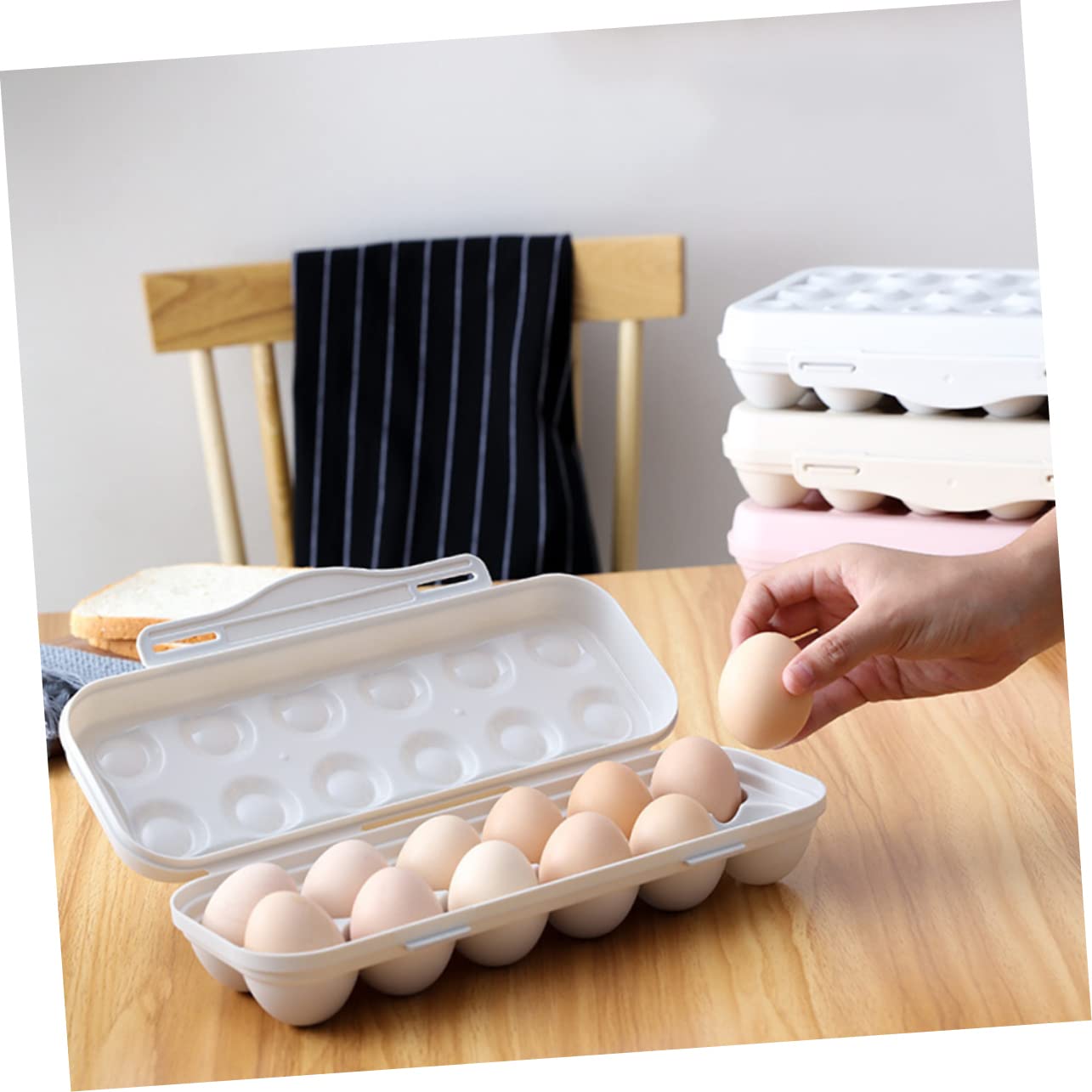 BESTonZON 2 Piezas 18 Cajas De Almacenamiento con Tapas Contenedor De del Refrigerador Organizador De Porta con Tapa Huevera De Despensa Bandeja De Superpuesto