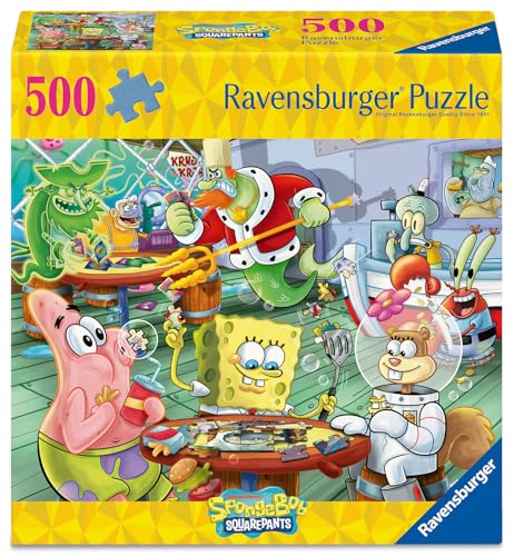 Puzzle carré 500 pièces : Soirée jeux au Crabe Croustillant Bob 'éponge Ravensburger France - vue 3