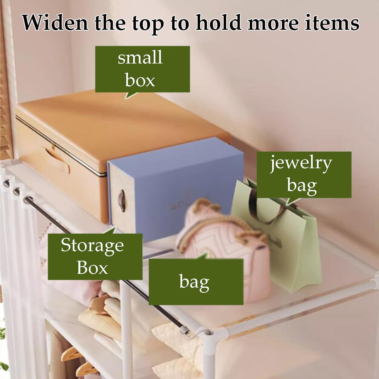 Clothing Wardrobe Portable Wardrobe Closet Thick Steel Pipe Clothes Closet with Hanging Rod and Closet Storage Compartment Wardrobe Closet Spacious