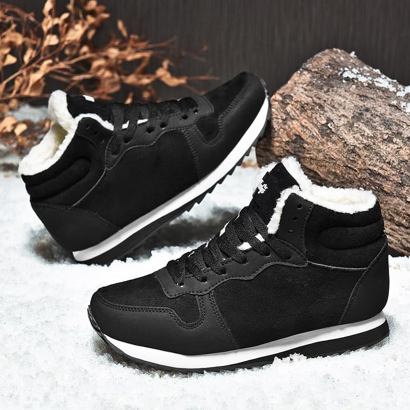 Women's Winter Thermal Snow Boots, Warm Plush Lined Lace Up Sneakers, Faux Suede Non-slip Shoes, Women's Footwear