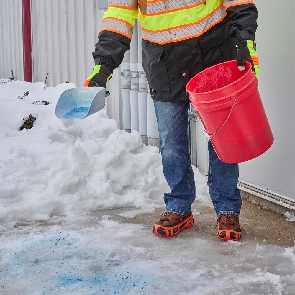 SAFEGEAR Ice and Snow Traction Cleats - High Visibility Orange- Made of Stretchable Rubber & Steel