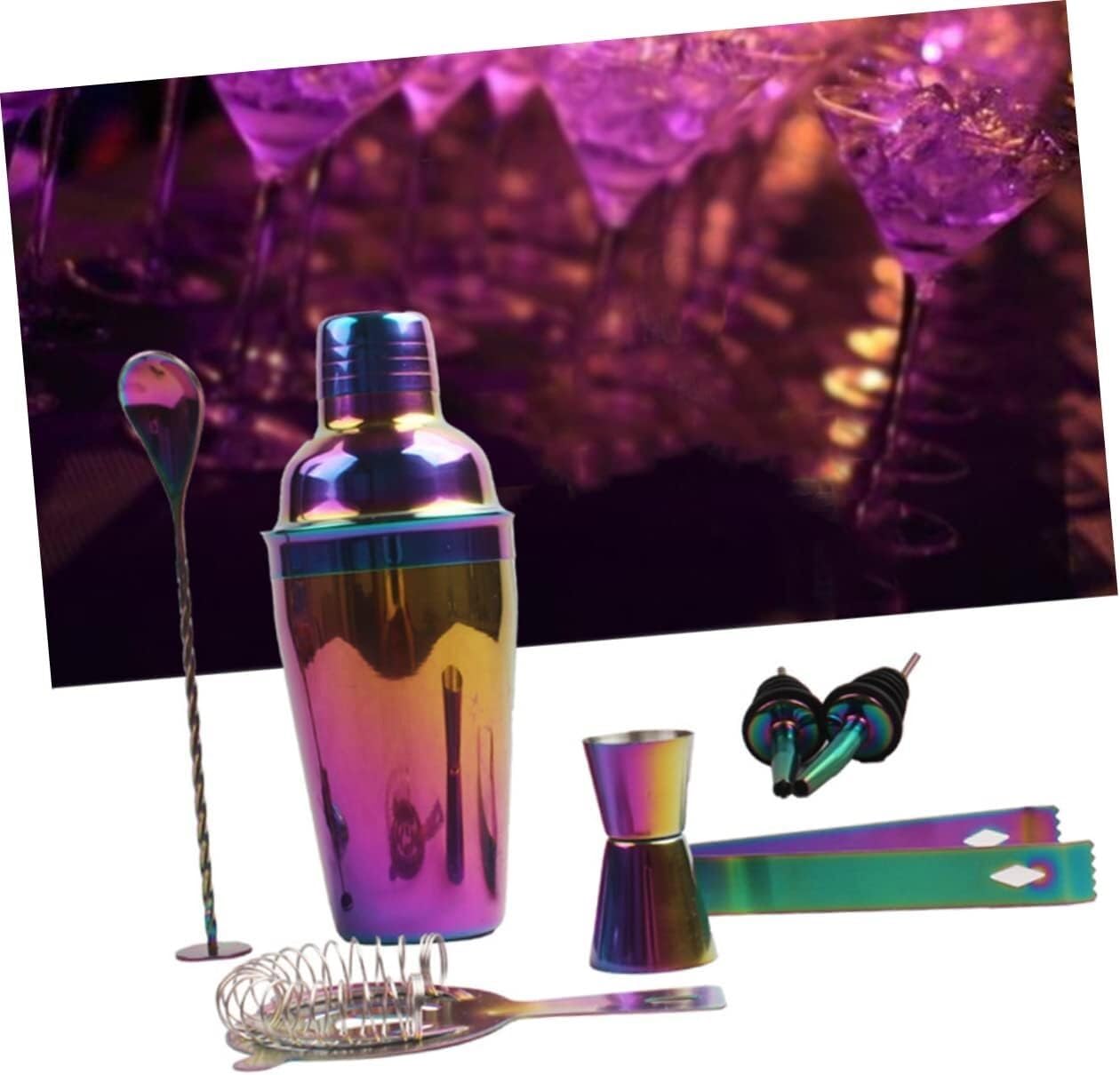 Kit de Coctelería 8 Uds Coctelera Colador Bar Mezclador Cuchara Cóctel Mezcla Cuchara Bar Accesorios Cóctel Kit Cocktail Cocktail Set(Color:A)