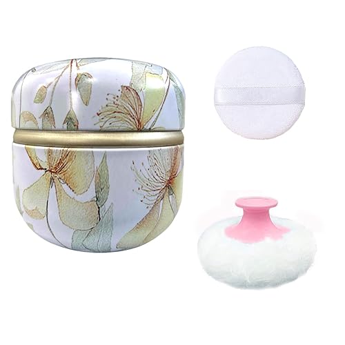 Miniatura 154 de Soplo de polvo corporal y recipiente para polvo de polvo, soplo de polvo para mujer y estuche para polvo para baño y viajes (Lotus)