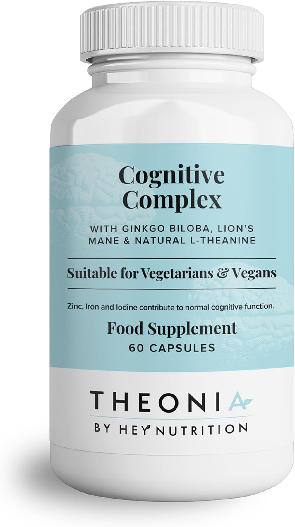 Theonia Cognitive Complex Supplement - Ginkgo Biloba, Lion’s Mane & Natural L-Theanine - Supports Mental Performance, Memory, and Psychological Function - UK Manufactured - 60 Vegan Capsules