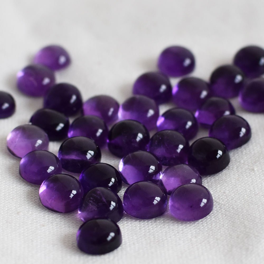 Grade AA Natural Amethyst Semi-Precious Gemstone Round Cabochon - 10 Cabochons - 3mm