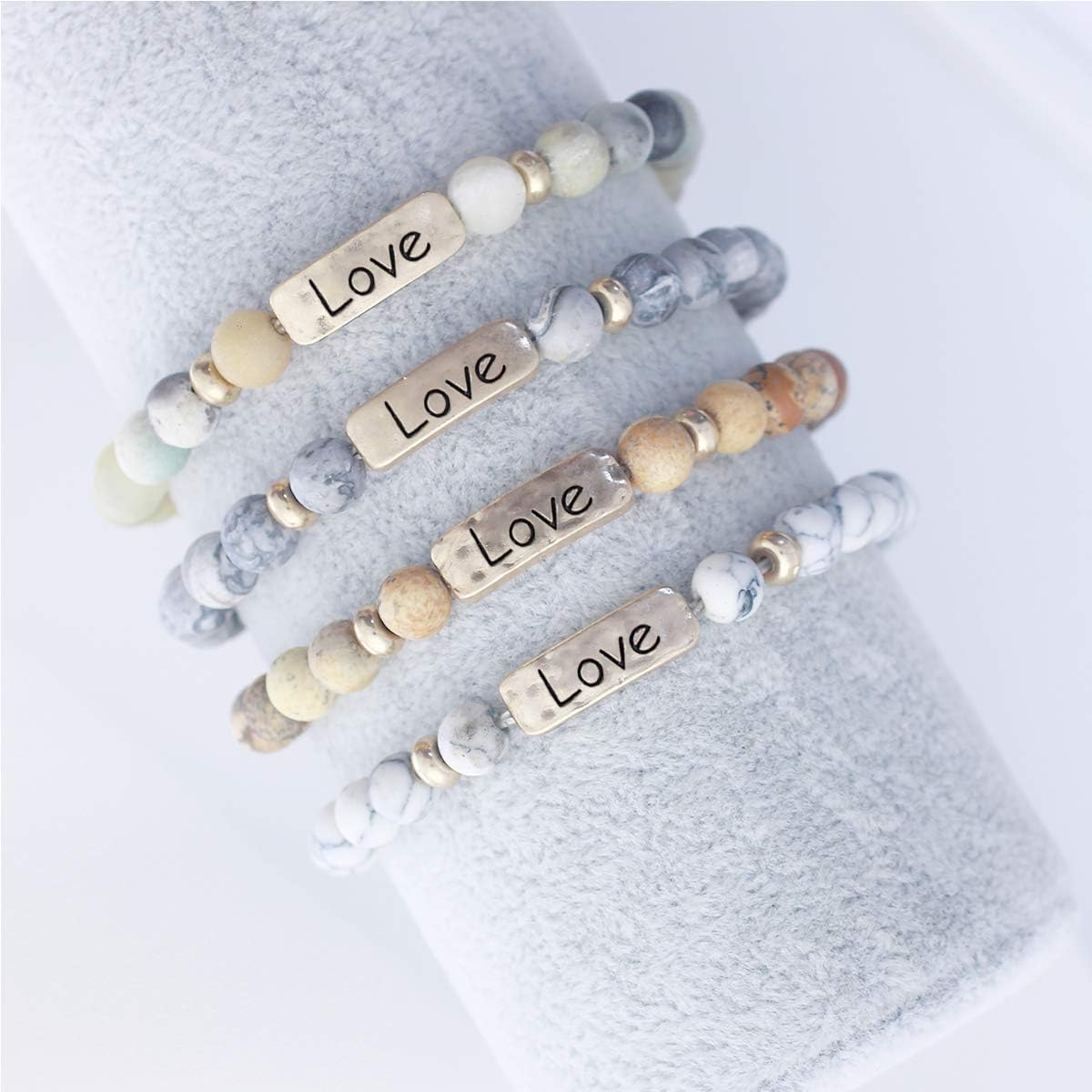 NTLX Christian Bracelets for Women – Love Bracelet – Natural Stone Stretch Prayer Bracelet – Inspirational Message Jewelry - Great Gift - Image 4