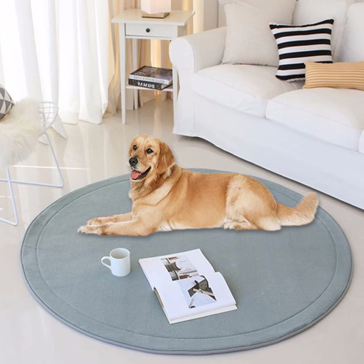 Großes Hundebett Aus Korallensamt – 130x100 Cm, Grau, Rutschfeste Unterseite, Waschbar