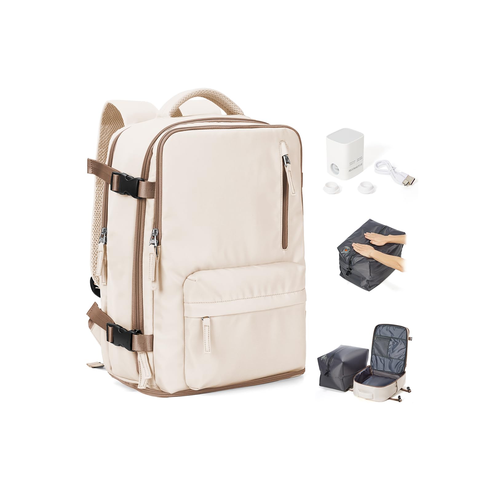 BJLFS Mochila Viaje al Vacio con Bomba Mochila Viaje Cabina Avion 40x30x20 Ryanair Mujer Equipaje de Mano 40x30x20 Wizzair Vueling Easyjet Bolsa de Viaje Hombre Mochilas para Computadoras portátiles