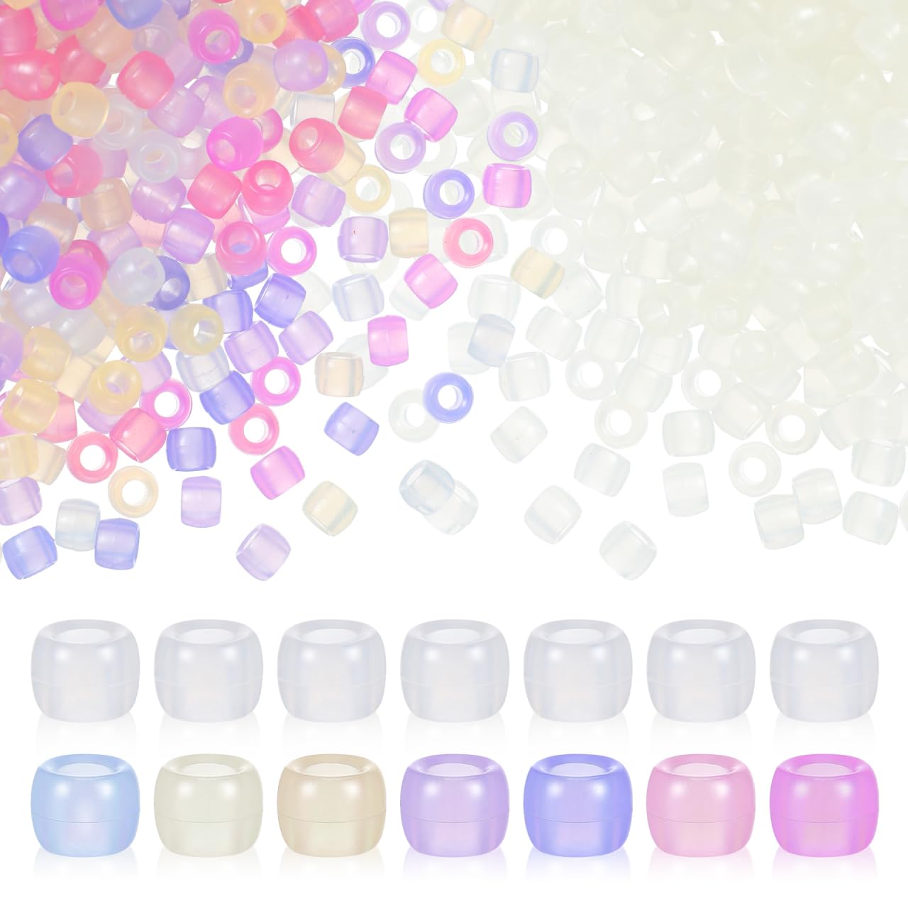 Sewroro 1000pcs UV Reactive Plastic Beads, Color Changing Bead Luminous Beads Glow in The Dark for Jewelry Making