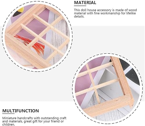 Miniatura 9 de DOITOOL 2 ventanas de casa de muñecas 1 12 escala marco de ventana de casa de muñecas de madera, muebles de casa de muñecas, marcos de ventana en