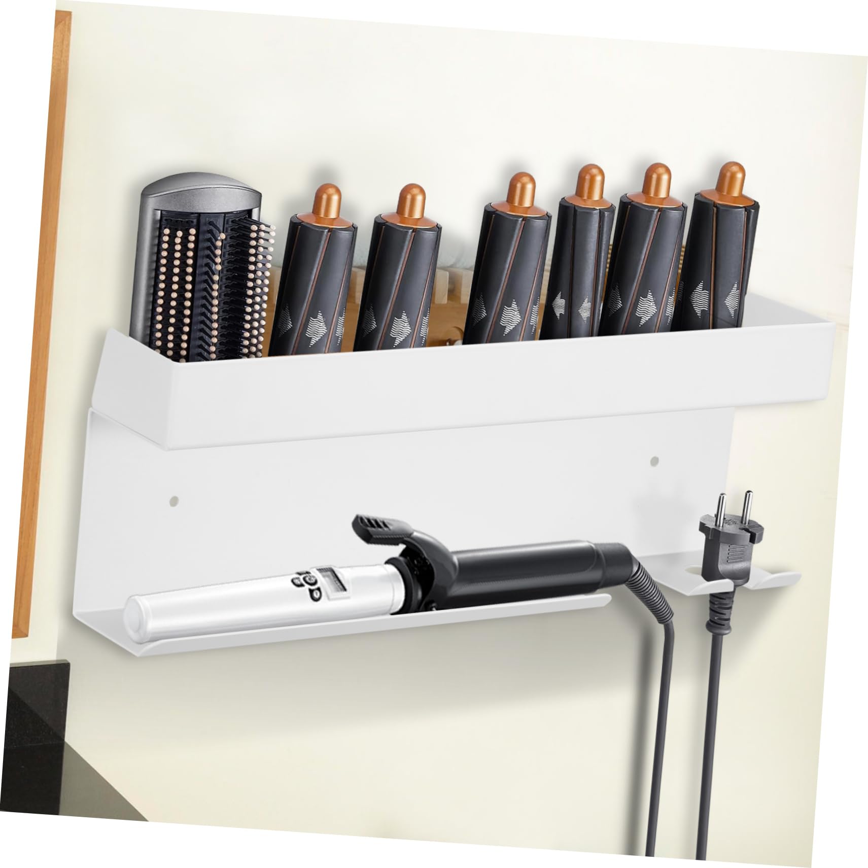Cabilock soporte para secador de pelo Monte del secador de pelo organizador de secador de pelo estante para secador de pelo en el baño gancho secador de pelo material de aluminio