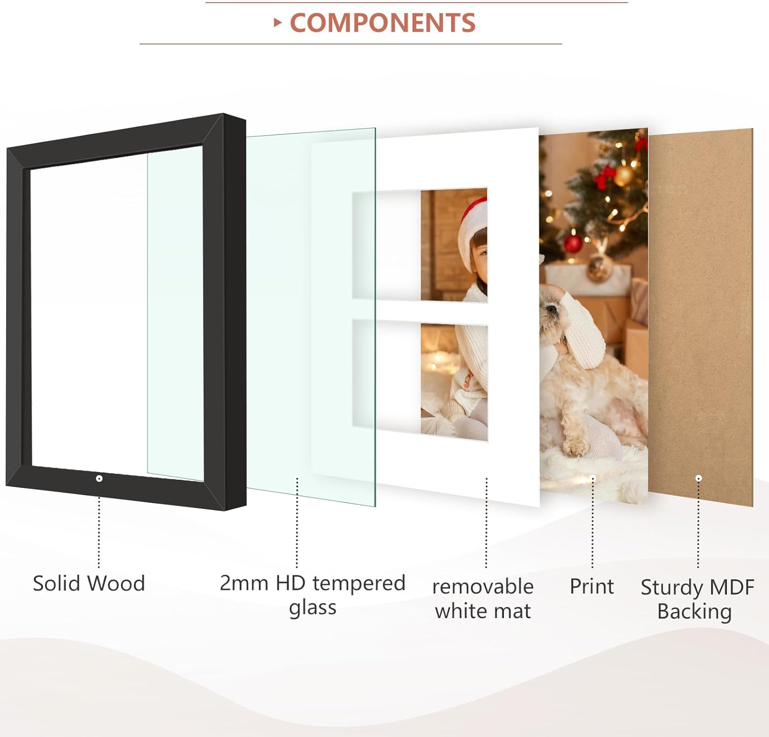 Golden State Art, 4x6 Double Picture Frame in Black - 8x10 Collage Frame, Solid Wood with Tempered Glass - Horizontal and Vertical Formats for Wall and Tabletop, 3 Pack