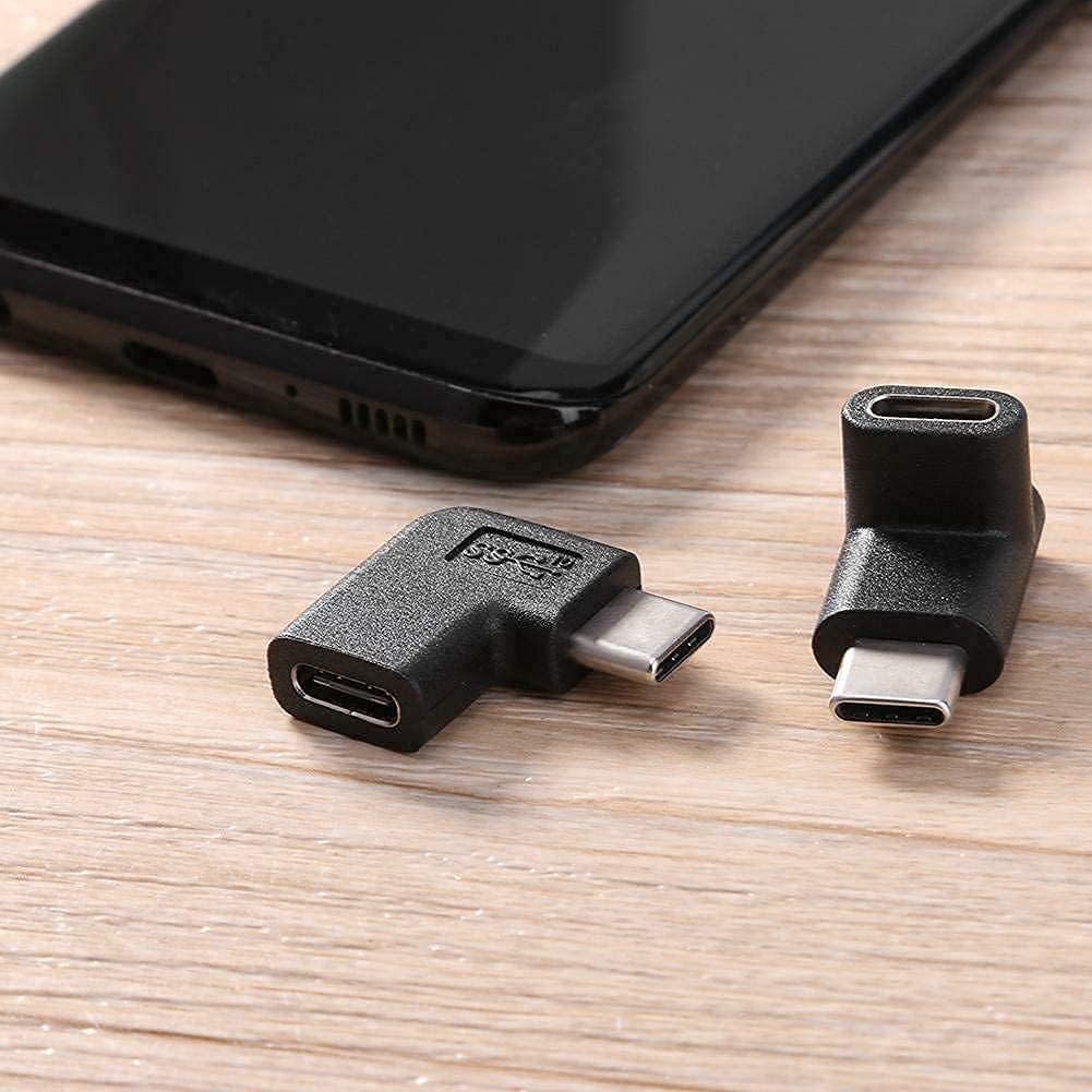 USB C Angle Adapter [2 Pack] 90 Degree USB C Type C Male to Female Adapter, Right Left Up Down Angled USB-C USB 3.1 Type-C Extension Laptop, VR, Smartphones & Tablet (Left/Right & Up/Down)