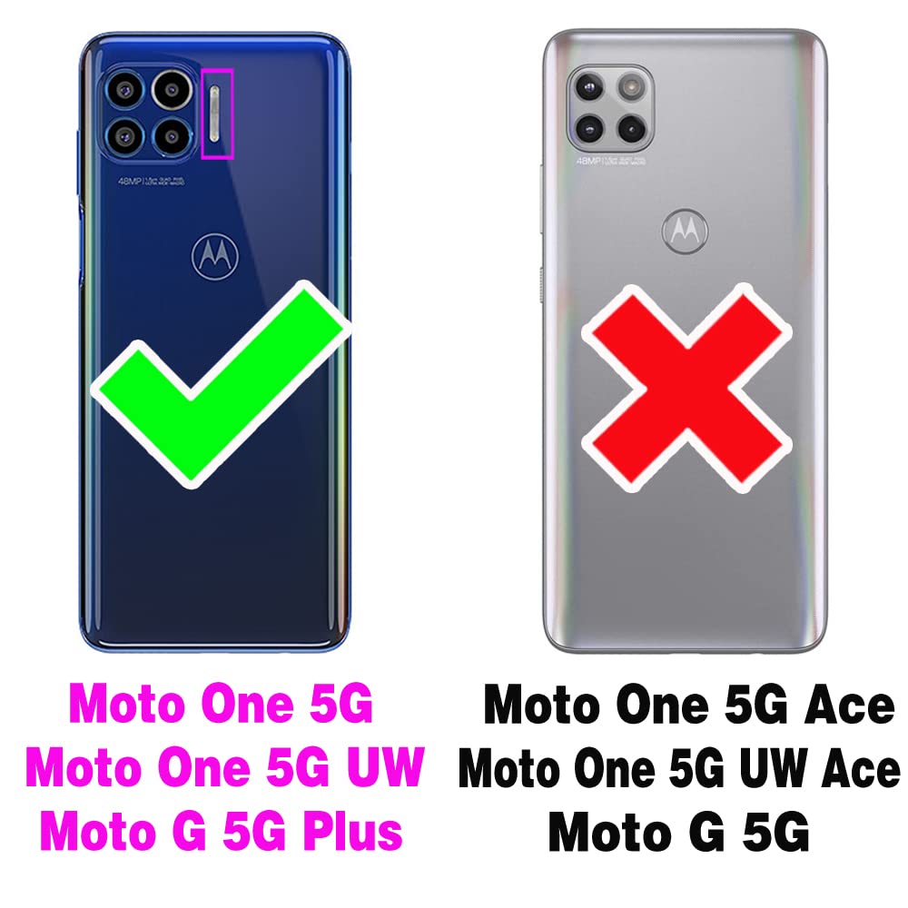 Asuwish Compatible with Moto One 5G/One5G UW/Moto G 5G Plus Wallet Case and Tempered Glass Screen Protector Leather Flip Cover Card Holder Stand Cell Phone Cases for Motorola 1 One Lite XT2075-1 Red