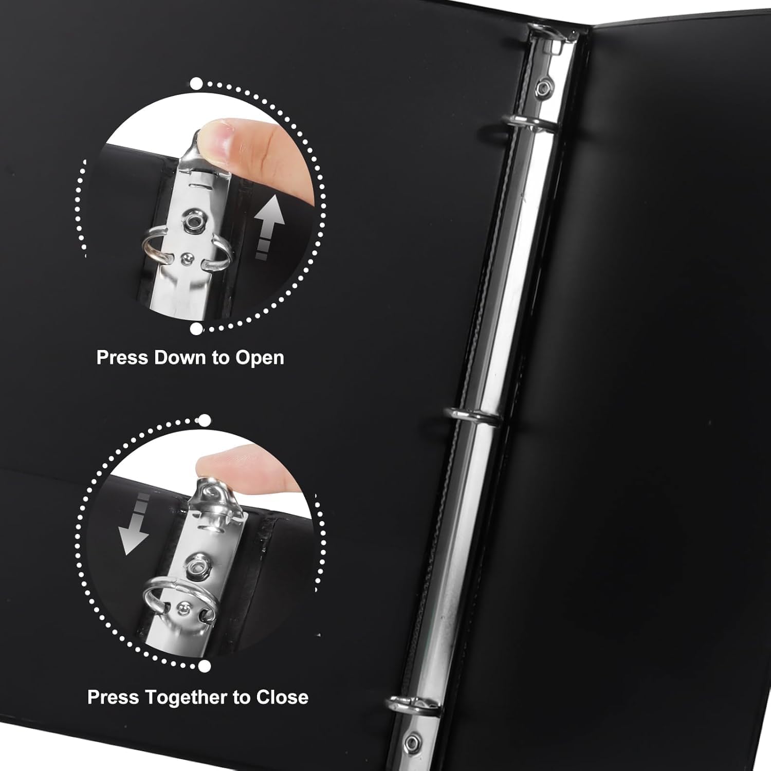 CIXILDTS 0.5-inch Round Ring Binder, Durable 1/2" 3 Ring Binder Fit Letter Size Paper, Black, 24-Pack