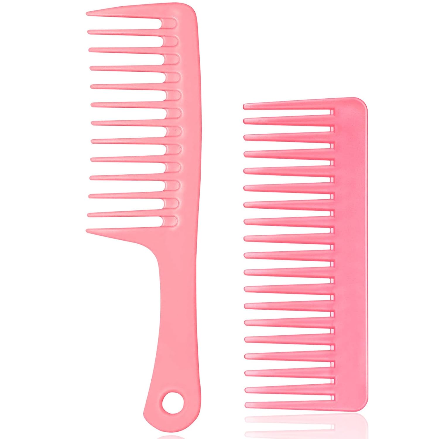 FIRSTPELLA 2PCS Wide Tooth Comb for Curly - Large Hair Detangling Styling Combs for Wet Dry Hair,Shampoo Shower Comb for Women Men (Pink)