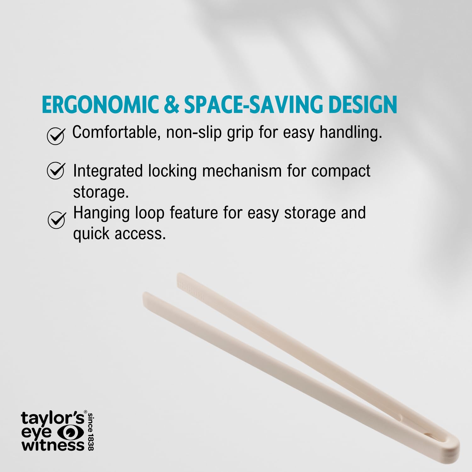 Taylors Eye Witness Large Oyster Silicone Gripping Tongs, Dishwasher Safe. Sturdy Build, Non-Scratch Grip Heads - Image 4