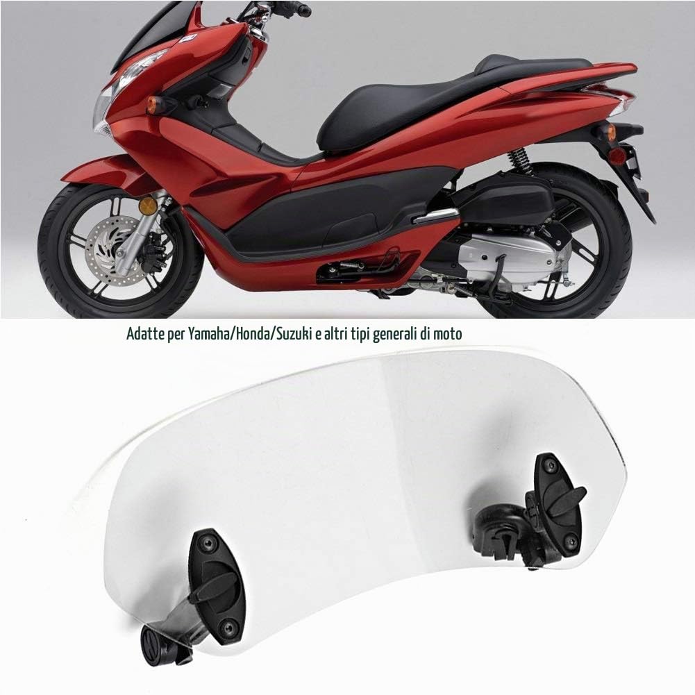 DEWIN Parabrezza Moto,Deflettore Moto Deflettore per Parabrezza Scooter Spoiler di Estensione Parabrezza del Vento Cupolino Spoiler