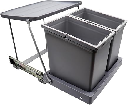 Pull-Out Trash Can, Under Cabinet Sink Out, Sliding Type, 3.5 gal 14 L / 16 L Large Capacity, 1/2 Section, Kitchen, Trash Can, Airtight, Noiseless, Waterproof, Dirt-Proof, Easy to Clean