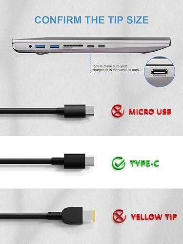 Miniatura 3 de USB-C 65W 45W AC cargador de repuesto para Lenovo ThinkPad T480 T490 T580 ADLX65YDC2A ADLX65YLC2D ADLX65YDC3A ADLX65YDC2D chromebook 2 generación