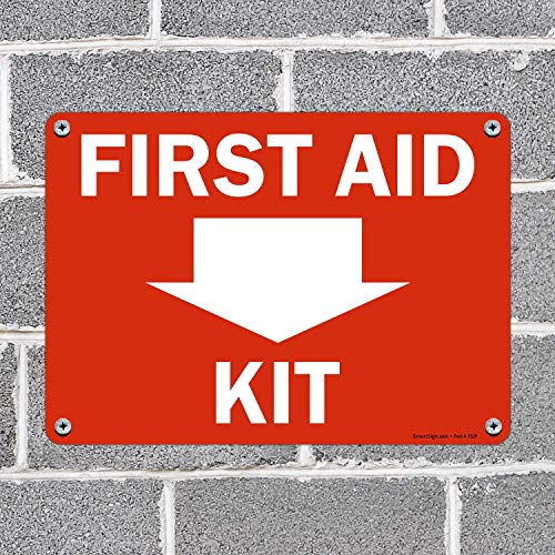Smartsign - S-1775-Pl-14 "First Aid Kit" Sign With Down Arrow | 10" X 14" Plastic #TOP3