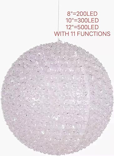 Miniatura 1 de LAMPHOME 200 luces LED intermitentes de 8 pulgadas con esfera parpadeante roja con 11 funciones, decoración interior y exterior para el hogar,